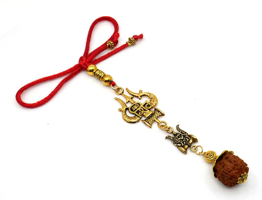 Shiv Shakti, Hindu Goddess Durga & Lord Shiv ji Protection Car Rear View Mirror Hanging-India Spiritual Hanging for Car Home Office Business