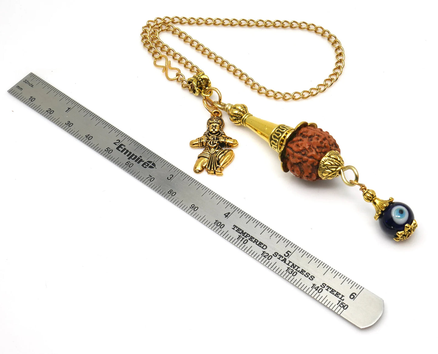 Hanumanji Kavach Amulet Keyring or Car hanging, Rudraksha Evil Eye Protection, Hindu Spiritual Jewelry, Religious Talisman for Blessings