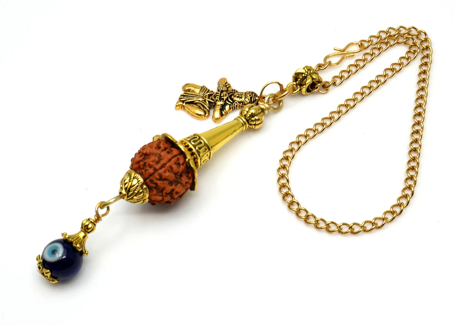 Hanumanji Kavach Amulet Keyring or Car hanging, Rudraksha Evil Eye Protection, Hindu Spiritual Jewelry, Religious Talisman for Blessings