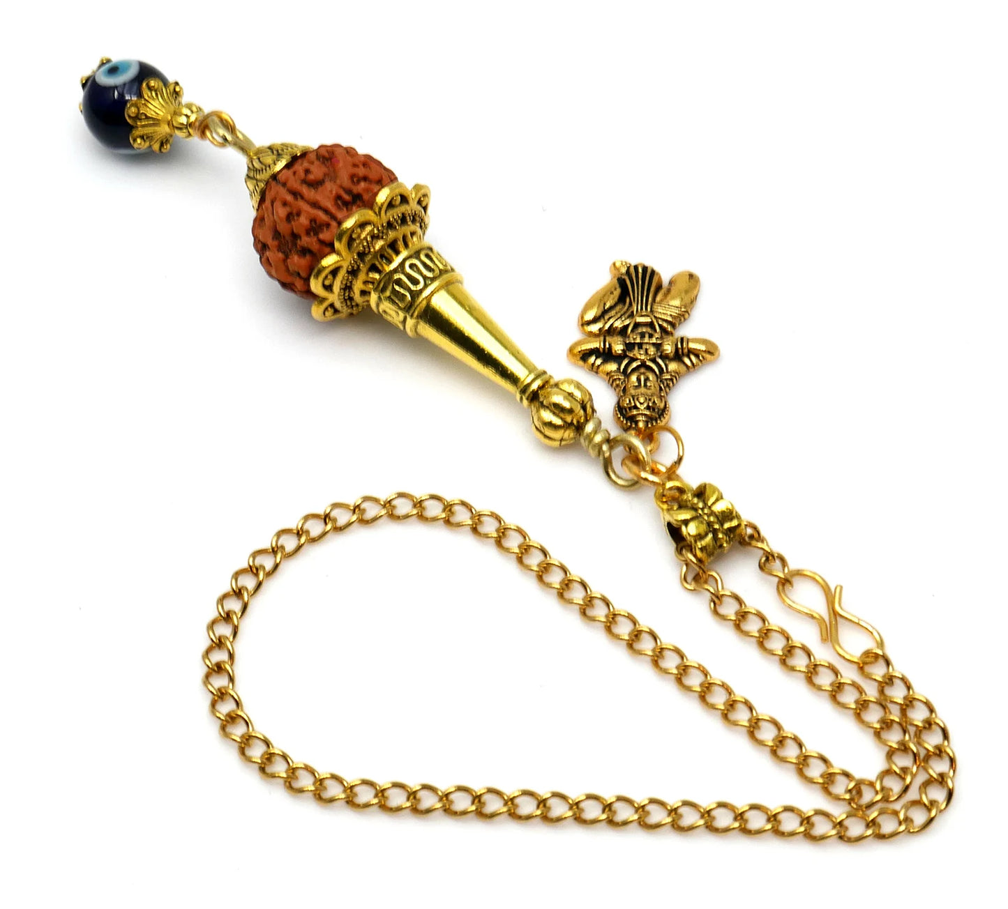 Hanumanji Kavach Amulet Keyring or Car hanging, Rudraksha Evil Eye Protection, Hindu Spiritual Jewelry, Religious Talisman for Blessings