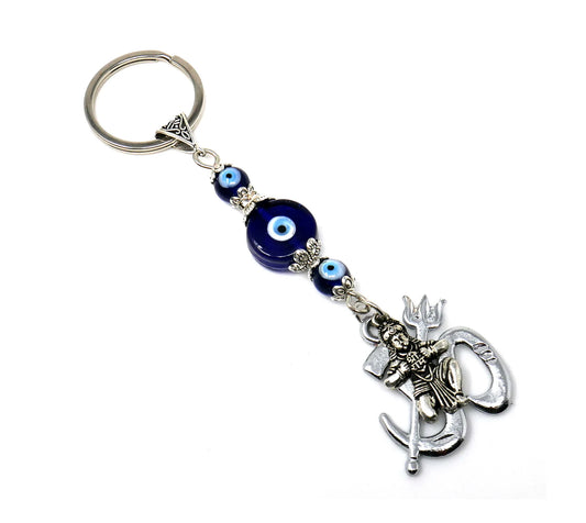 Jai Sri Ram Lord Shiva Hanuman Ji, Evil Eye Protection Rare to Find Sri Ram Hanuman Ji Key Ring/ Car Mirror Hanging for Good Luck Protection