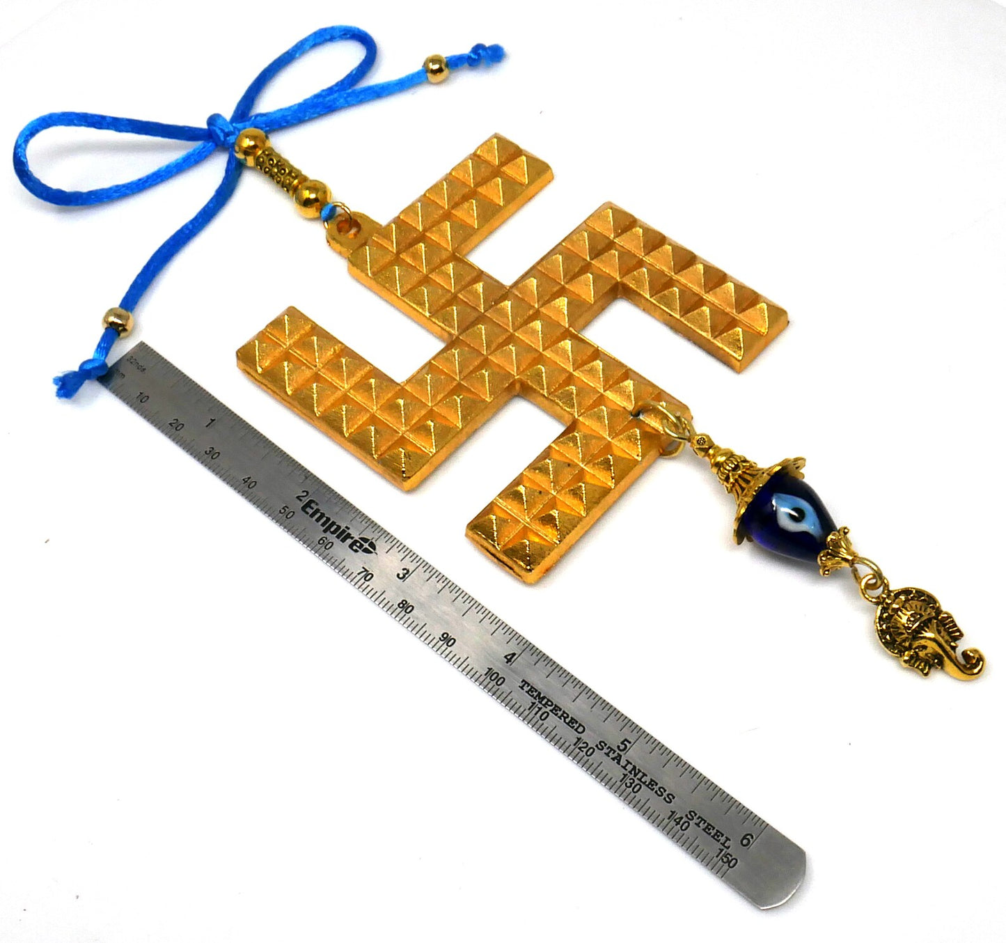 Traditional Indian Auspicious Symbol Swastik Hanging for Good Luck | Evil Eye Protection| Car Mirror Ornament | Transmute Negative Engeries