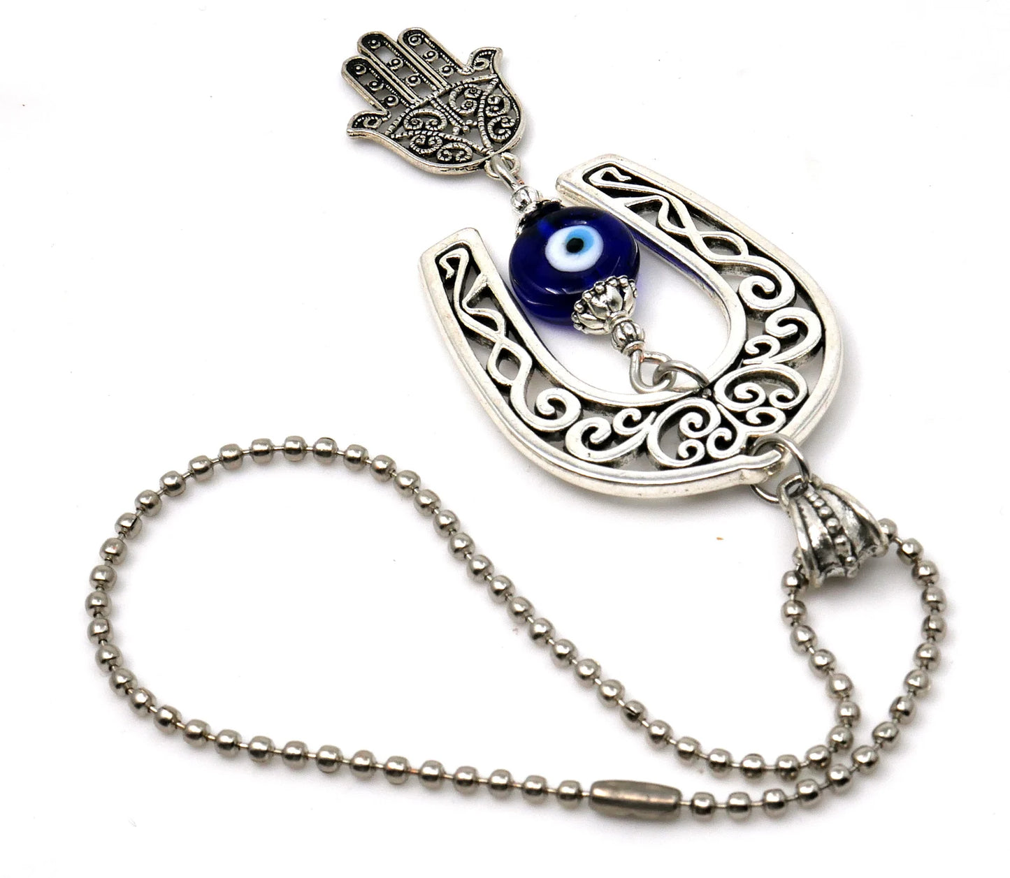 Lucky Horseshoe Evil Eye Protection Hanging for Home/Office Door-RearView Car Charm -Good Luck Housewarming Gift for your Client/Friends
