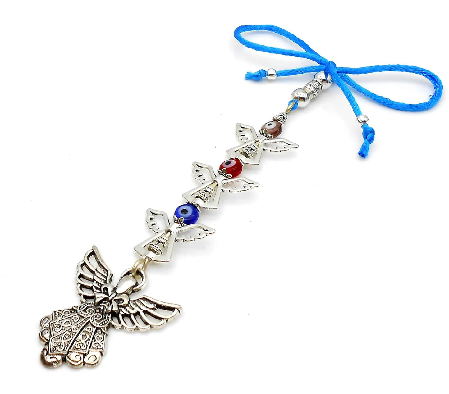 Evil Eye Protection, Cute Guardian Angel & Silk Thread Tassel Car Rear View Mirror Hanging-Bagpack/Purse Charm- New Car Gift