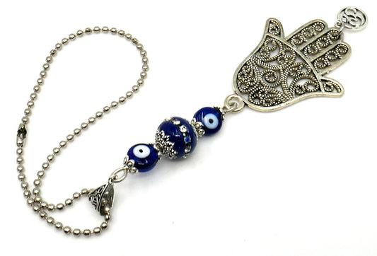 Hamsa Hand Pendant Evil Eye Protection Car Rear View Mirror Hanging, Hamsa Hand New Car/ New House Gift, Good Luck & Travel Safe Gift