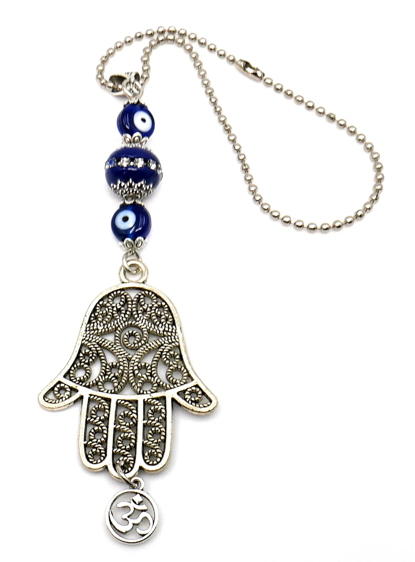 Hamsa Hand Pendant Evil Eye Protection Car Rear View Mirror Hanging, Hamsa Hand New Car/ New House Gift, Good Luck & Travel Safe Gift