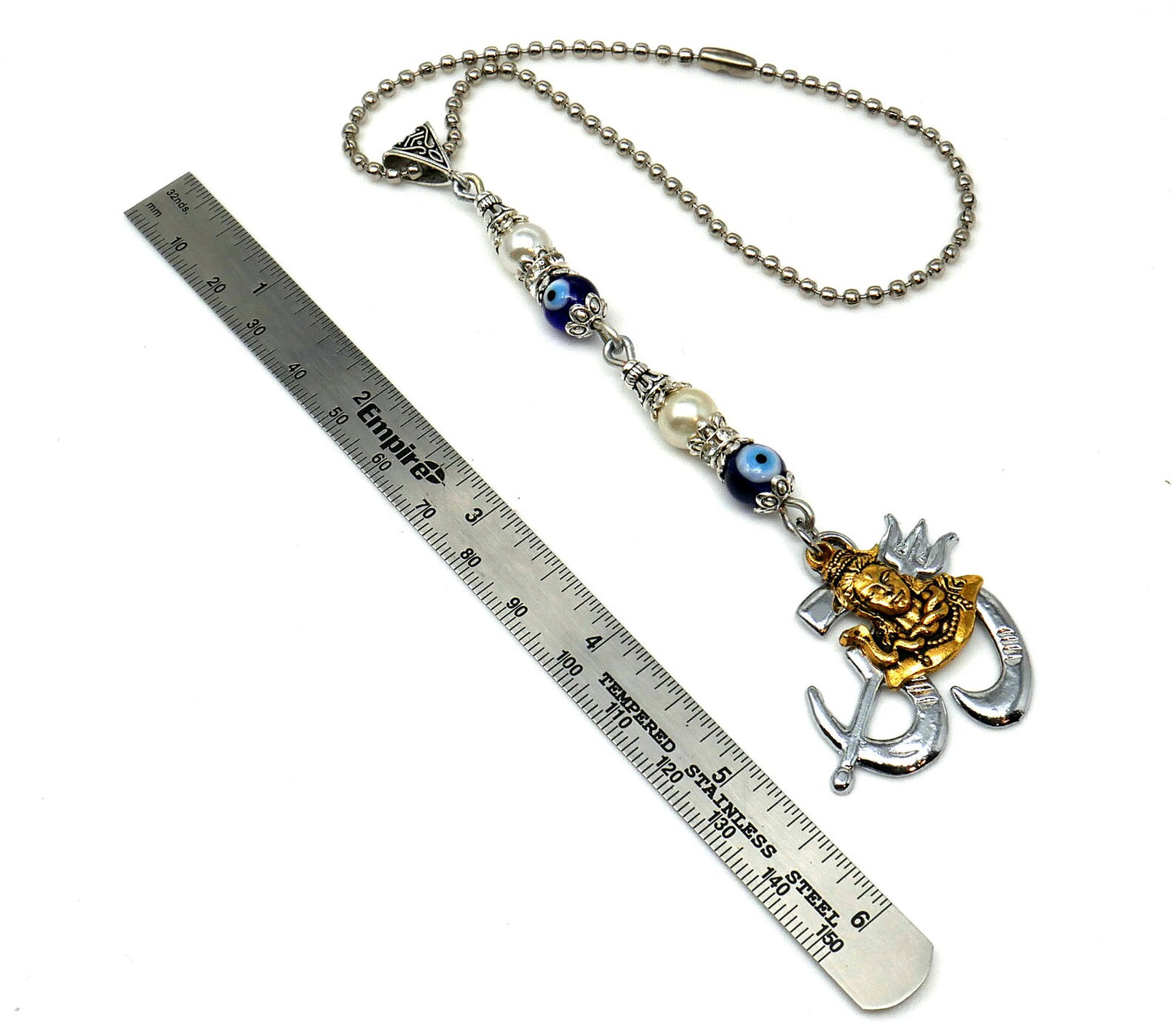 Lord Shiva OM Pendant Evil Eye Protection Car Mirror Hanging-Mahadev And OM Traditional Designed Hanging-Spiritual Gift for Your Loved One