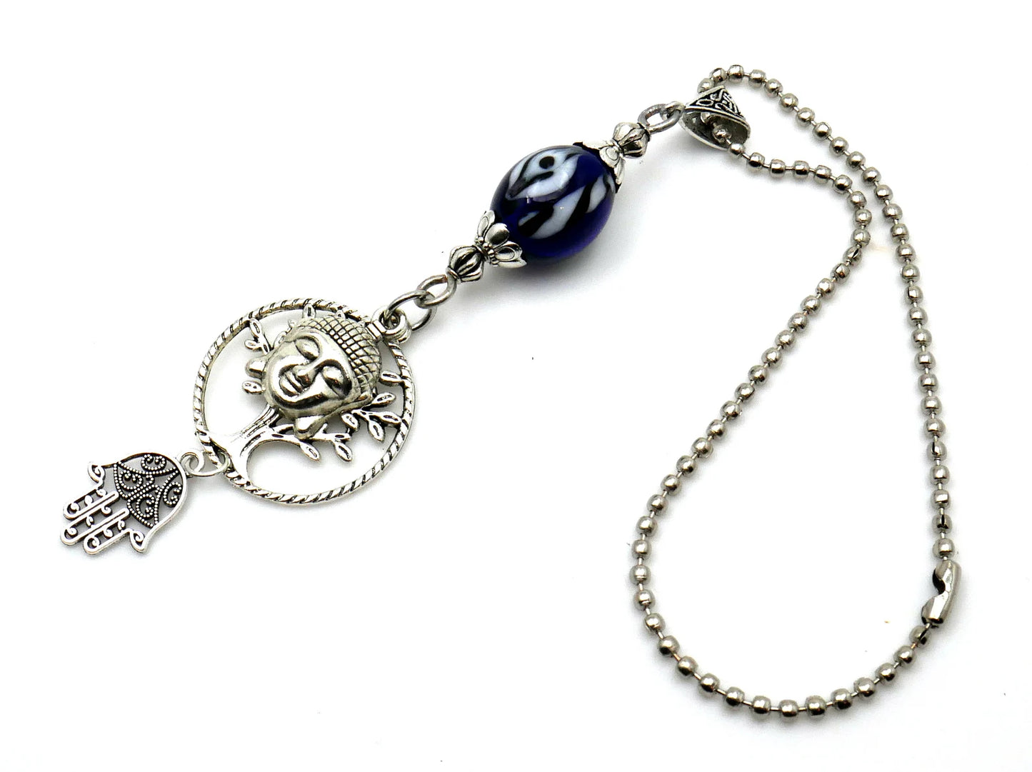 Evil Eye Protection Divine OM, Buddha, Hamsa & Tree Of Life Key Chain/ Key Ring for Good Luck, Car Hanging for Safe Travel and Protection