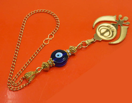 Evil Eye Protection Punjabi Sikh Kaur Khanda Sahib ji (Sikh Faith) Hanging for Car Rear View Mirror-Car/Office Décor Accessory, Sikh Gift