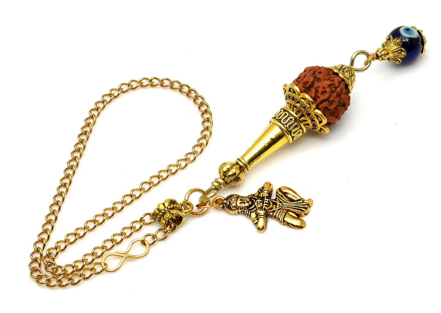 Hanumanji Kavach Amulet Keyring or Car hanging, Rudraksha Evil Eye Protection, Hindu Spiritual Jewelry, Religious Talisman for Blessings