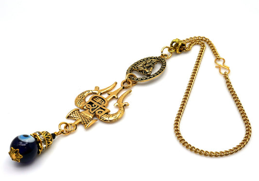 Evil Eye Protection Lord Shiva & Divine Power Trishul Pendant Car Mirror Hanging, Handbag/Backpack Hanging for Good Luck and Protection