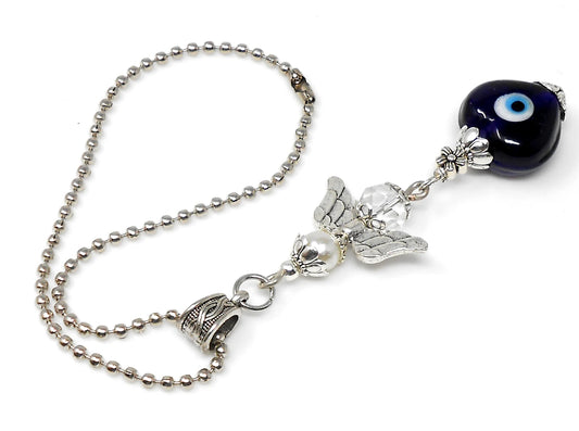 Evil Eye, Evil Eye Protection, Guardian Angel Car Rear View Mirror Ornament Charm, Angel Bag Charm, Travel Angel Protection, New Driver Gift