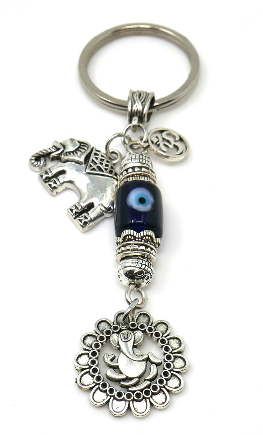 Ganesha | Evil Eye Protection |Ganesha & Lucky Elephant Key Ring | Good Luck | Happiness | Good Fortune | Success | Prosperity |Spirituality