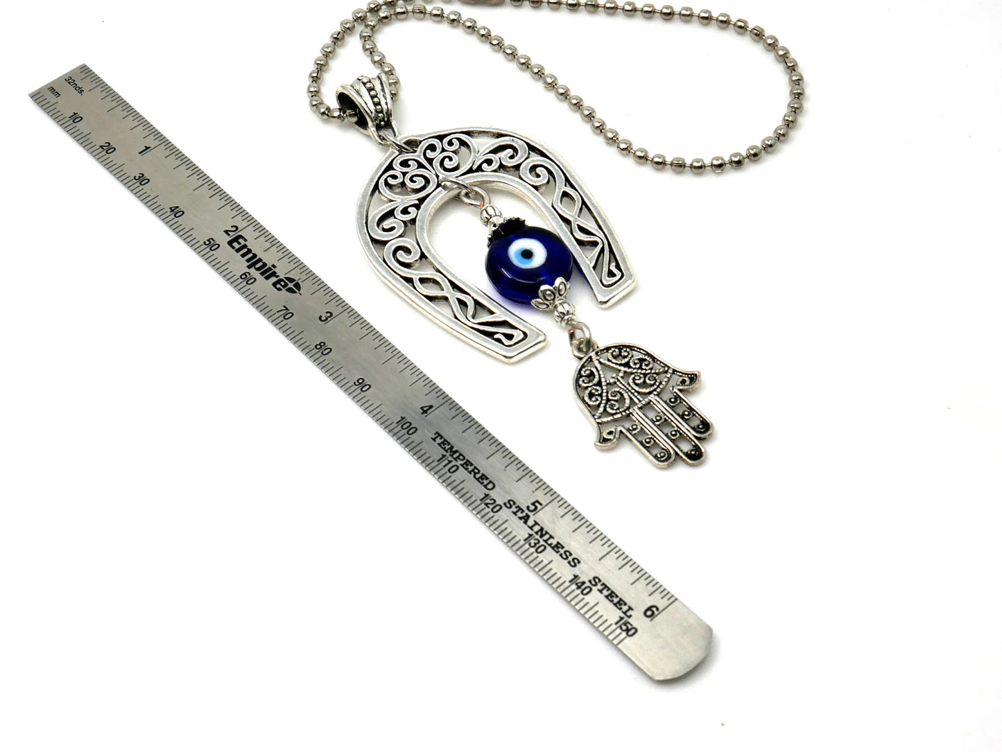 Lucky Horseshoe Evil Eye Protection Hanging for Home/Office Door-RearView Car Charm -Good Luck Housewarming Gift for your Client/Friends