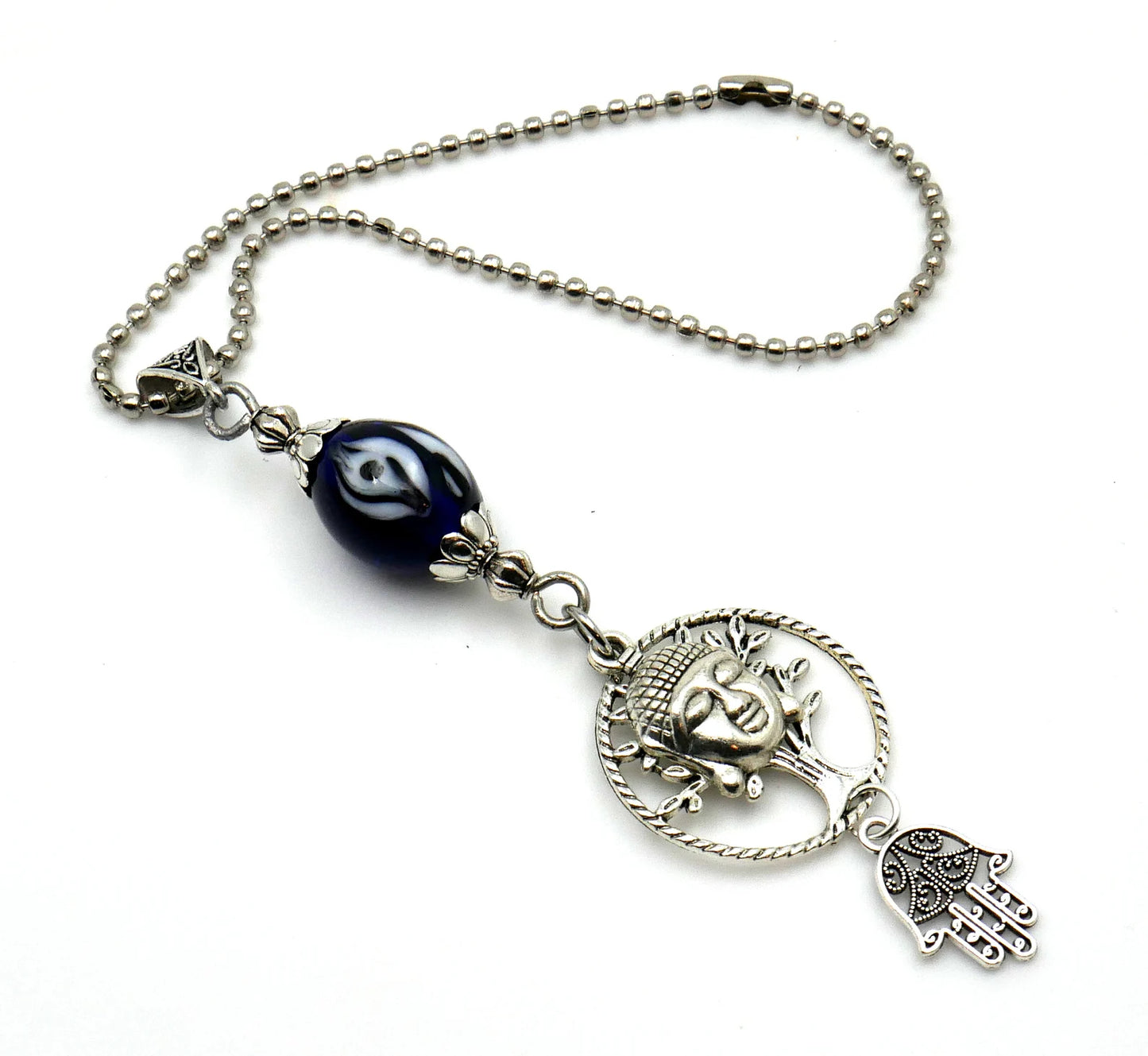 Evil Eye Protection Divine OM, Buddha, Hamsa & Tree Of Life Key Chain/ Key Ring for Good Luck, Car Hanging for Safe Travel and Protection