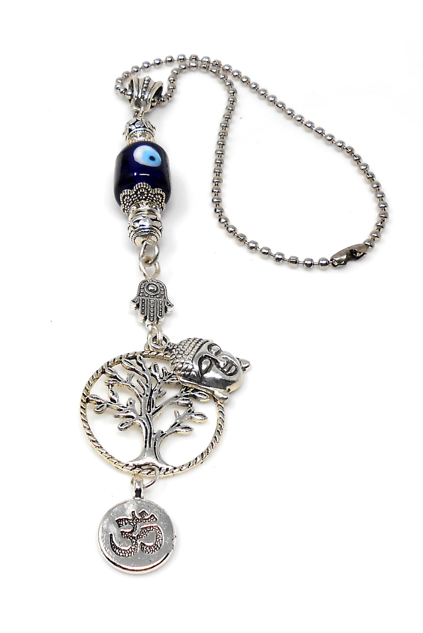 Evil Eye Protection Divine OM, Buddha, Hamsa & Tree Of Life Key Chain/ Key Ring for Good Luck, Car Hanging for Safe Travel and Protection