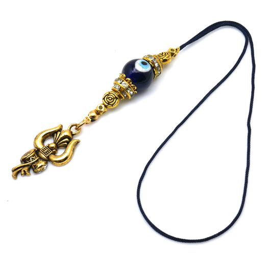 Lord Shiva Trident/Trishul | Antique Golden Pendant | Evil Eye Protection | Amazing Design Car Rearview Mirror Hanging | Positive Vibrations