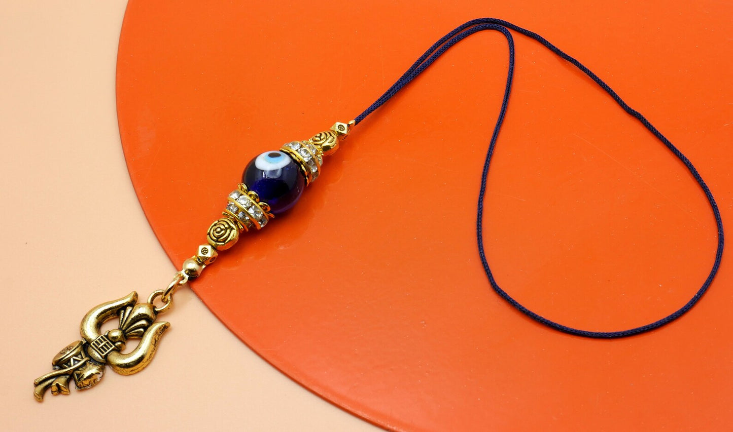 Lord Shiva Trident/Trishul | Antique Golden Pendant | Evil Eye Protection | Amazing Design Car Rearview Mirror Hanging | Positive Vibrations
