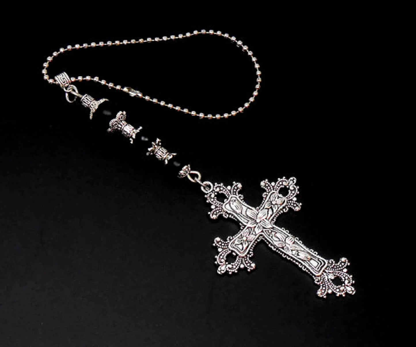 Holy Cross Car Charms Rear View Mirror | Natural Stone Beads | Cross Car Rearview Mirror Ornament | Car Hanger| Blessings | Faith | Hope