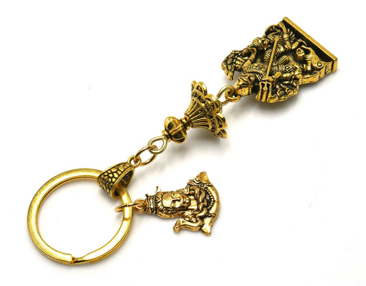 Shiv Shakti Key Ring for Pocket & Wallet , Hindu Goddess maa Durga and Shiva Key Ring for divine blessing/Protection/Shieling, Namaste Gift