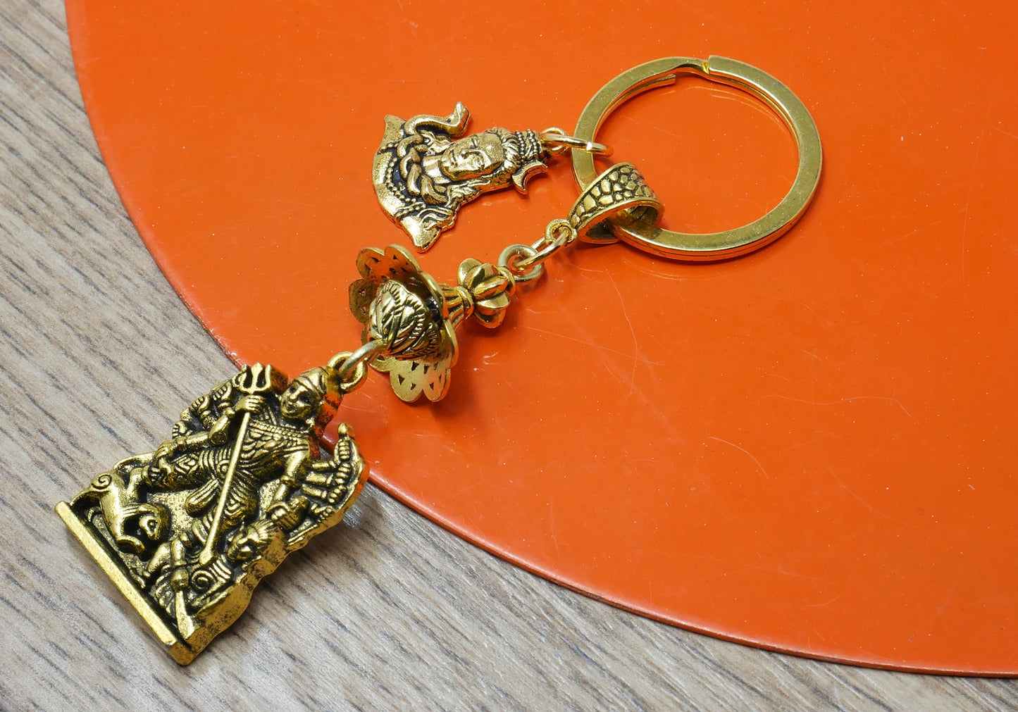 Shiv Shakti Key Ring for Pocket & Wallet , Hindu Goddess maa Durga and Shiva Key Ring for divine blessing/Protection/Shieling, Namaste Gift