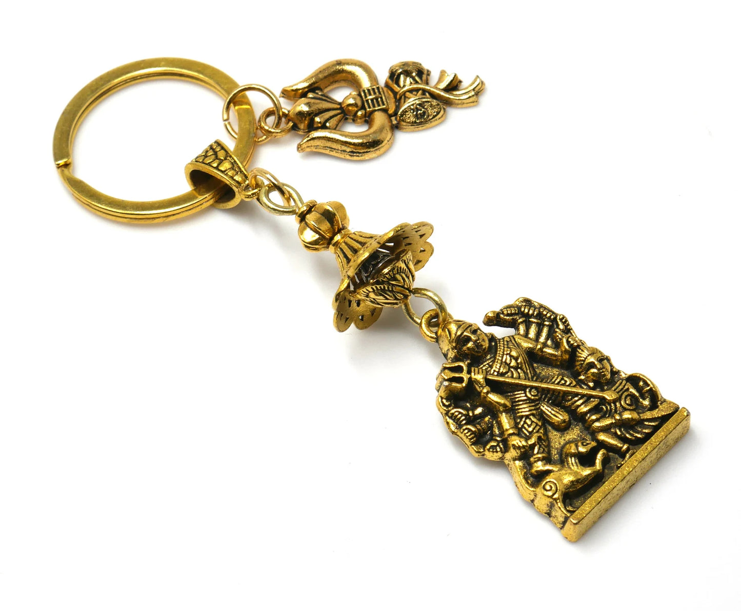 Shiv Shakti Key Ring for Pocket & Wallet , Hindu Goddess maa Durga and Shiva Key Ring for divine blessing/Protection/Shieling, Namaste Gift