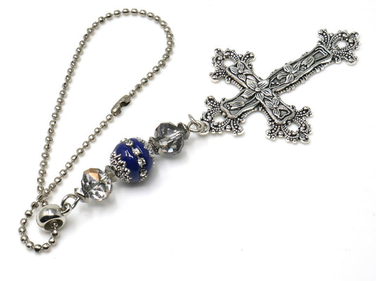 Car Rear View Mirror Cross charm hanging | Evil Eye Protection | House Warming Gift | New House gift for Good Luck | New Car Namaste Gift