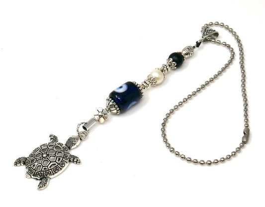 Turtle Evil Eye Protection Car Mirror Hanging, Sea Beach Lucky Turtle Friendship Gifts, Tortoise Spiritual Animal Good Luck Hanging Charm