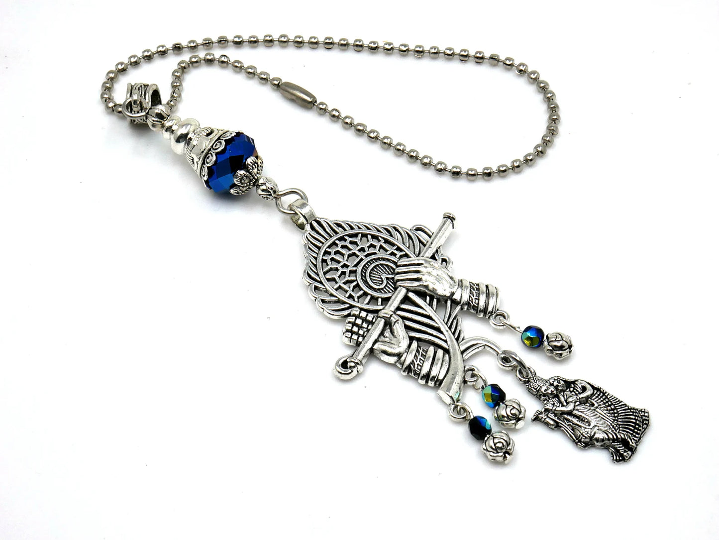 God Radha Krishna Evil Eye Protection Lord Krishna Playing Flute Pendant, Kanha with Flute Blessings & Protection Amulet, Hindu Namaste Gift