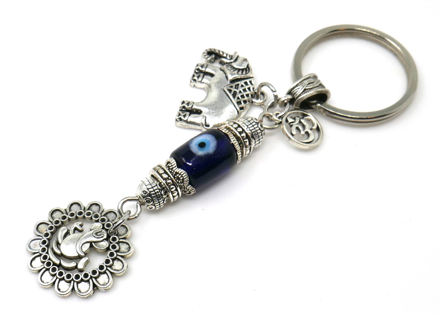 Ganesha | Evil Eye Protection |Ganesha & Lucky Elephant Key Ring | Good Luck | Happiness | Good Fortune | Success | Prosperity |Spirituality