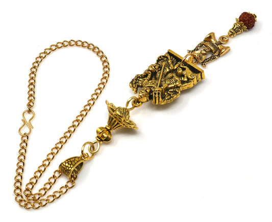 Shiv Shakti, Hindu Goddess Durga & Shiva Protection Car Rear View Mirror Hanging-India Goddess Durga and Shiva Key Ring and Home Office