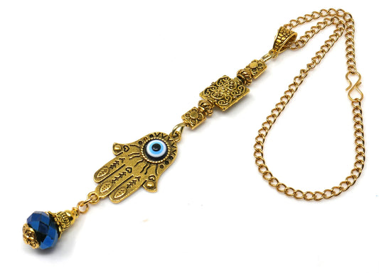 Evil Eye, Evil Eye Protection Hamsa Hand & OM Car Rear View Mirror Décor Hanging, OM Hamsa Car Charm for Positive Vibrations and Good Luck