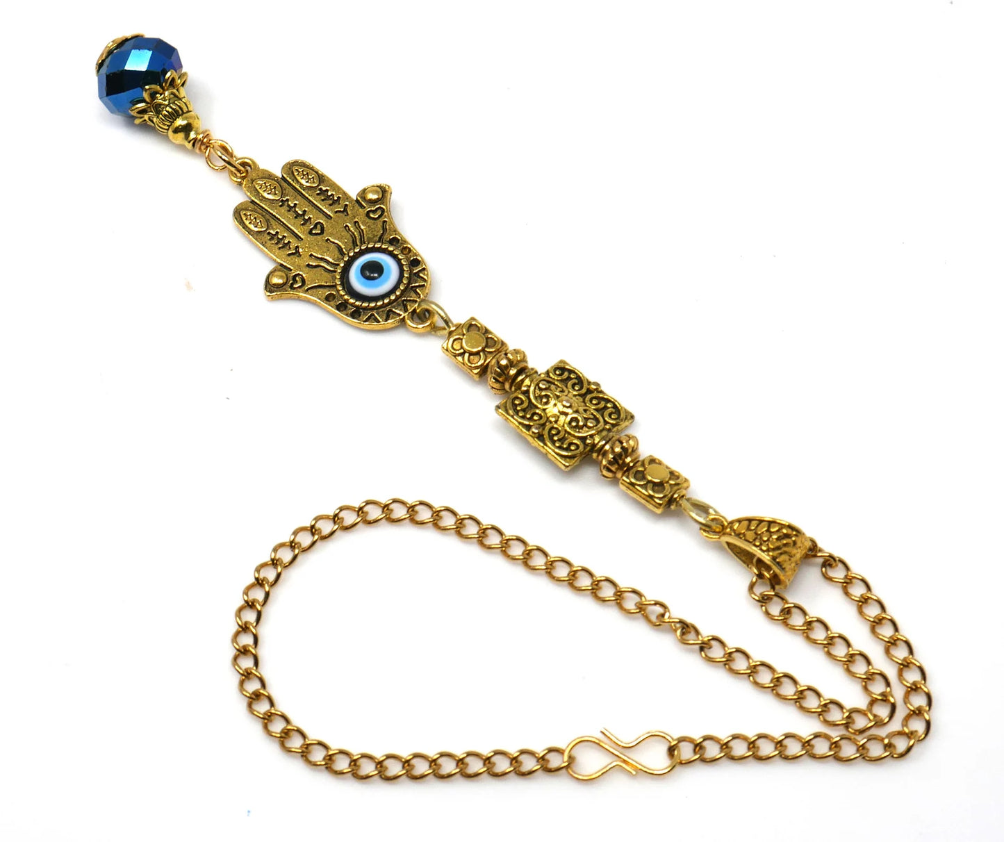 Evil Eye, Evil Eye Protection Hamsa Hand & OM Car Rear View Mirror Décor Hanging, OM Hamsa Car Charm for Positive Vibrations and Good Luck