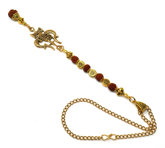 Divine Shiva Trishul Car Hanging, Rudraksha & Om Trident Pendant, Evil Eye Protection Amulet, Hindu Mirror Charm, Spiritual Car Decor Gift