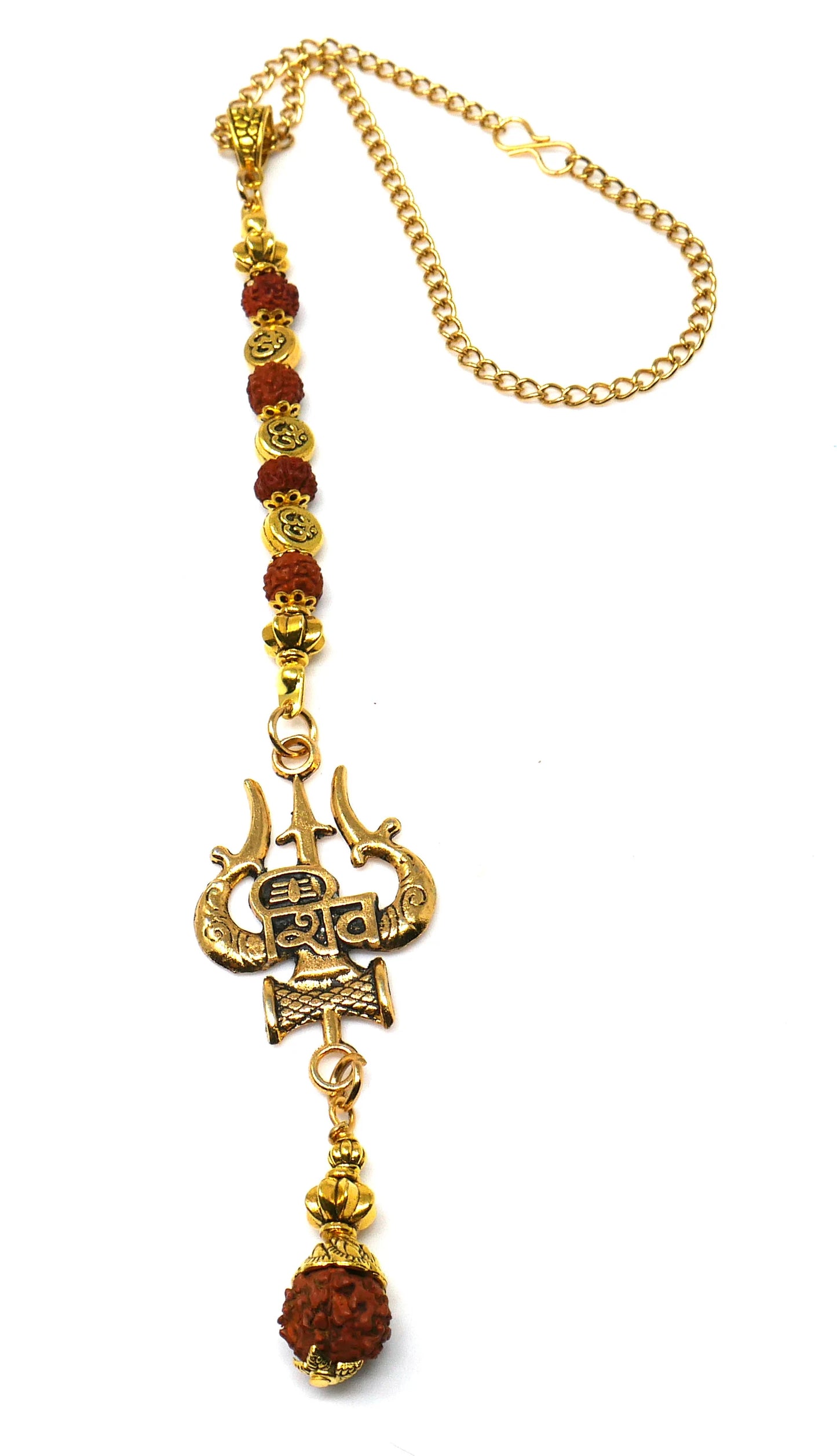 Divine Shiva Trishul Car Hanging, Rudraksha & Om Trident Pendant, Evil Eye Protection Amulet, Hindu Mirror Charm, Spiritual Car Decor Gift