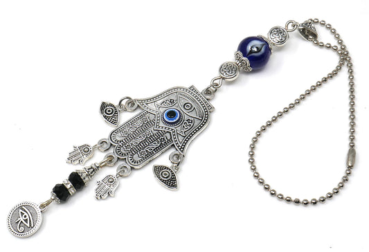 Hamsa Hand Rear View Mirror Evil Eye Protection Hanging Accessories- Hamsa Home Lucky Charms-Car Mirror Decor Ornament-New Car Owner Gift