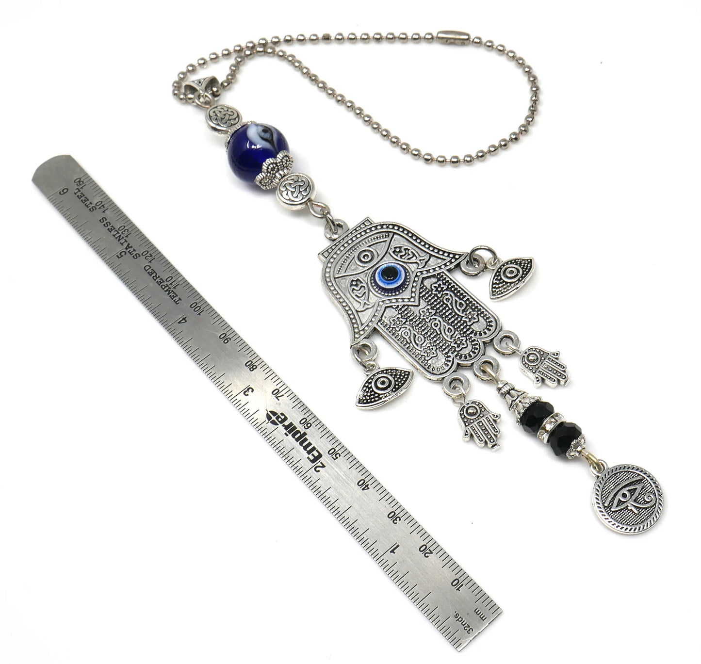 Hamsa Hand Rear View Mirror Evil Eye Protection Hanging Accessories- Hamsa Home Lucky Charms-Car Mirror Decor Ornament-New Car Owner Gift