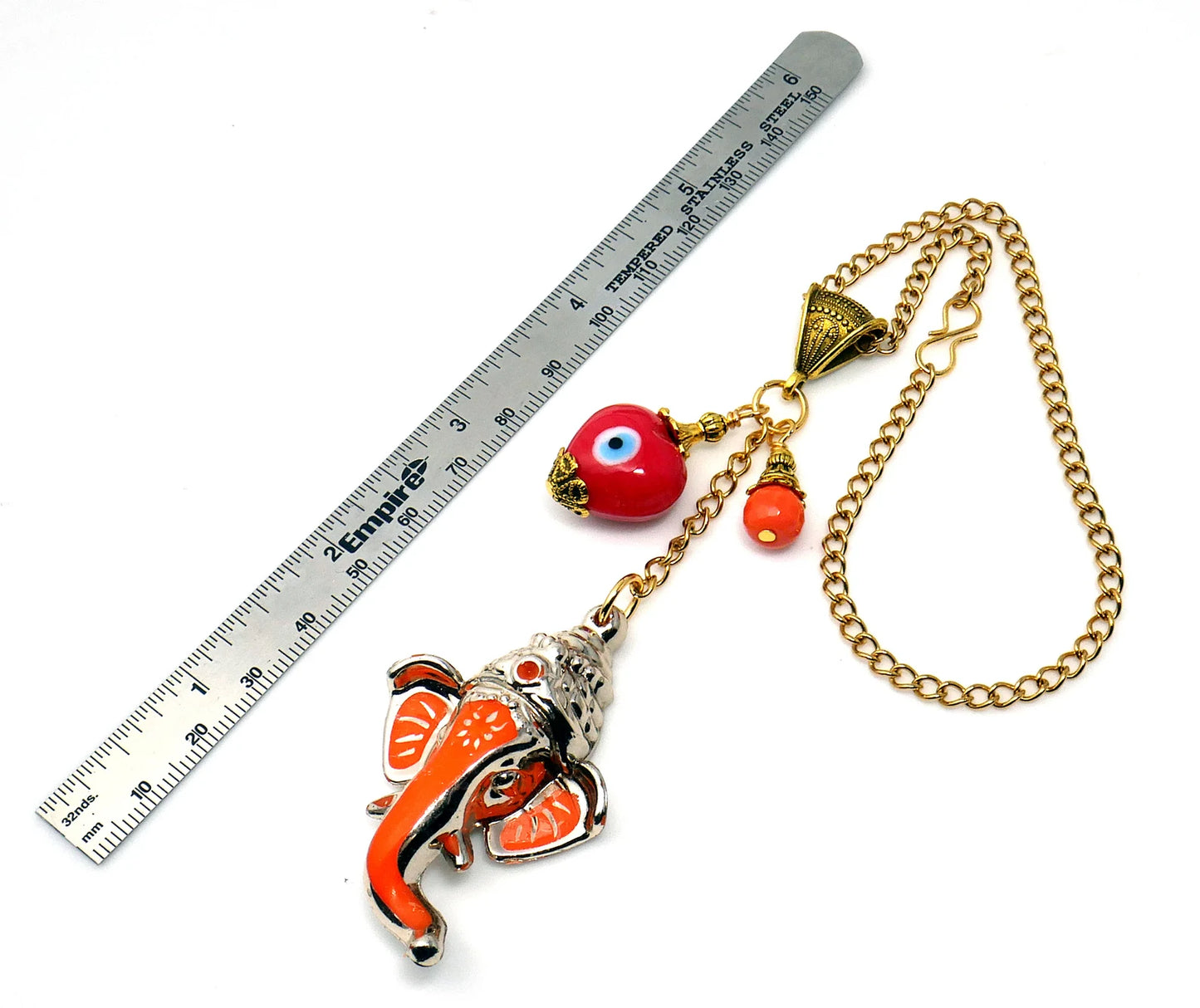 Ganesha | Evil Eye Protection | Car Rearview Mirror Ornament | Good Luck | Happiness | Good Fortune | Success | Prosperity | Spirituality
