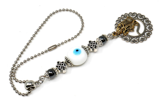 Krishna & OM Mystic Evil Eye Car Rear View Mirror Hanging for Buri Nazar/Buri Drishti and Negative Vibes/Good Luck Protection, Namaste Gift