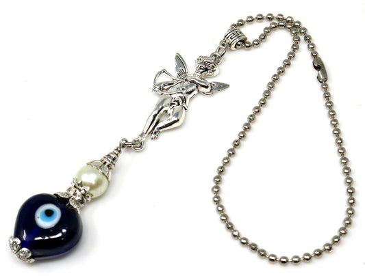 Evil Eye, Evil Eye Protection, Guardian Angel Car Rear View Mirror Ornament Charm, Angel Bag Charm, Travel Angel Protection, New Driver Gift