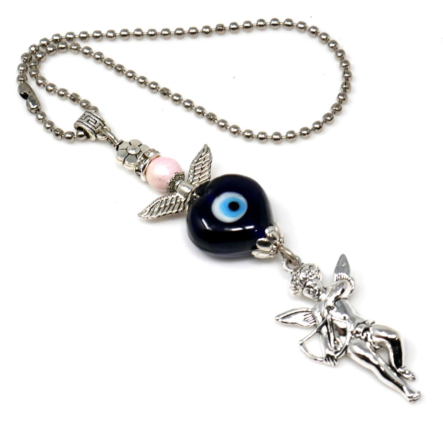 Evil Eye, Evil Eye Protection, Guardian Angel Car Rear View Mirror Ornament Charm, Angel Bag Charm, Travel Angel Protection, New Driver Gift