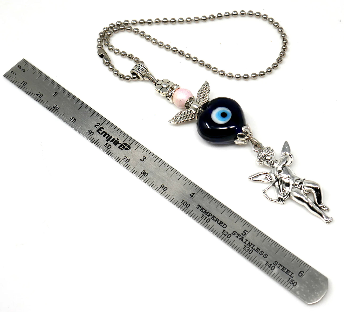 Evil Eye, Evil Eye Protection, Guardian Angel Car Rear View Mirror Ornament Charm, Angel Bag Charm, Travel Angel Protection, New Driver Gift