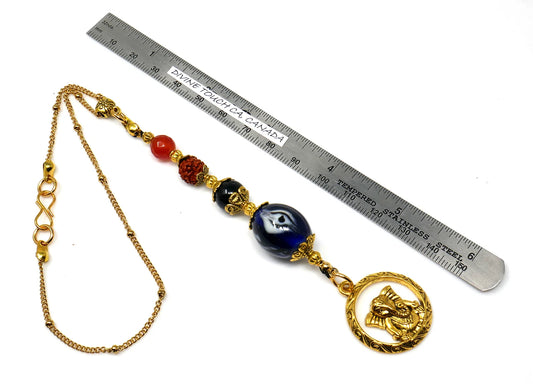 Ganesha | Natural Stone Beads & Rudraksha Bead | Lord Ganesha Car Mirror Hanging | Evil Eye Protection | Good Luck Protection Amulet