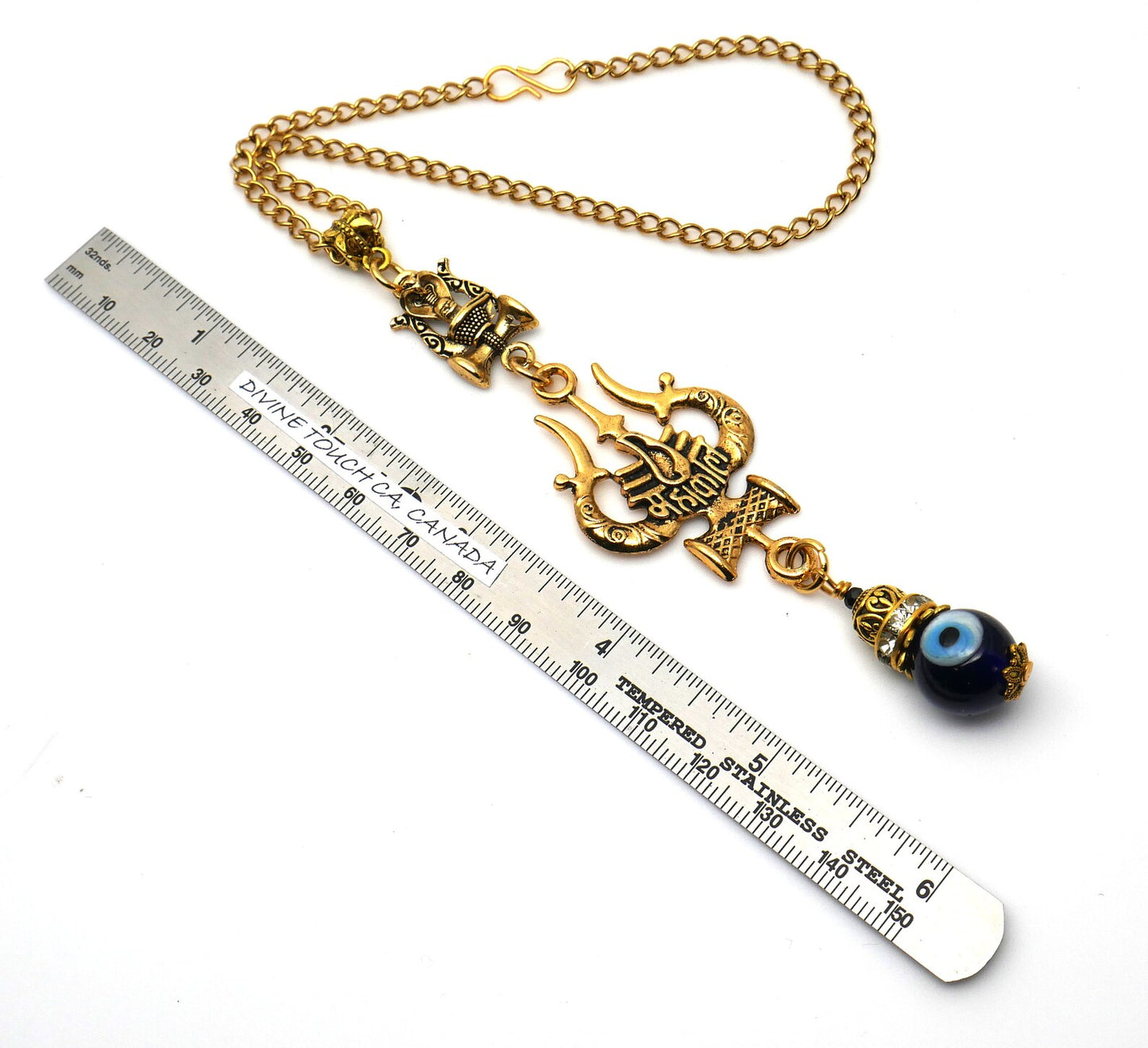 Shiva Trishul Damroo Pendant Evil Eye Protection Car Mirror Hanging,Mahakala & Naag Shivling Divine Protection Amulet,Namaste Good Luck Gift
