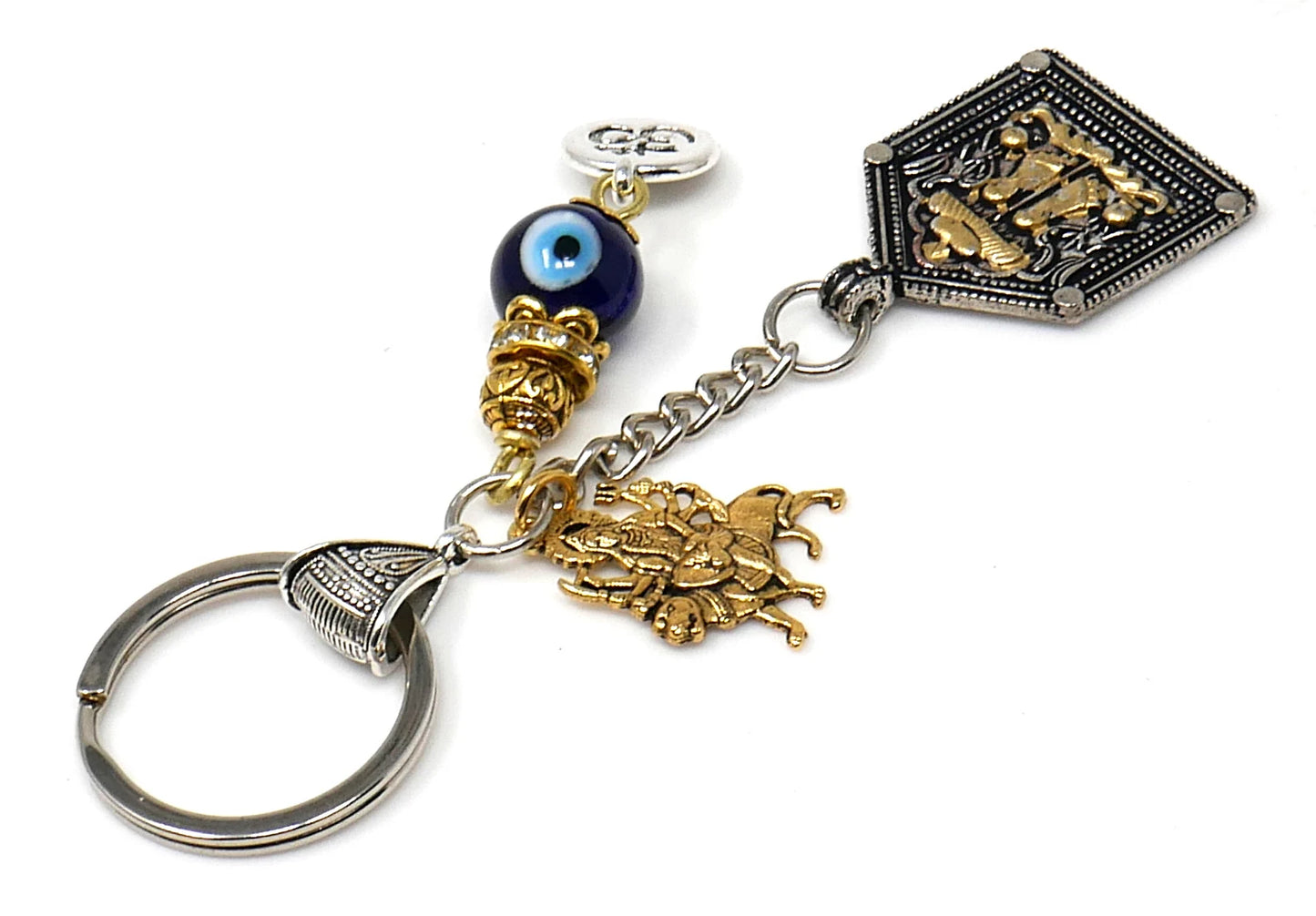 Durga,Hindu Goddess Durga Evil Eye Protection Car Rear View Mirror Hanging,Goddess Durga Holy Feet Key Ring for Home Office Car,Namaste Gift