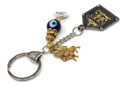 Durga,Hindu Goddess Durga Evil Eye Protection Car Rear View Mirror Hanging,Goddess Durga Holy Feet Key Ring for Home Office Car,Namaste Gift