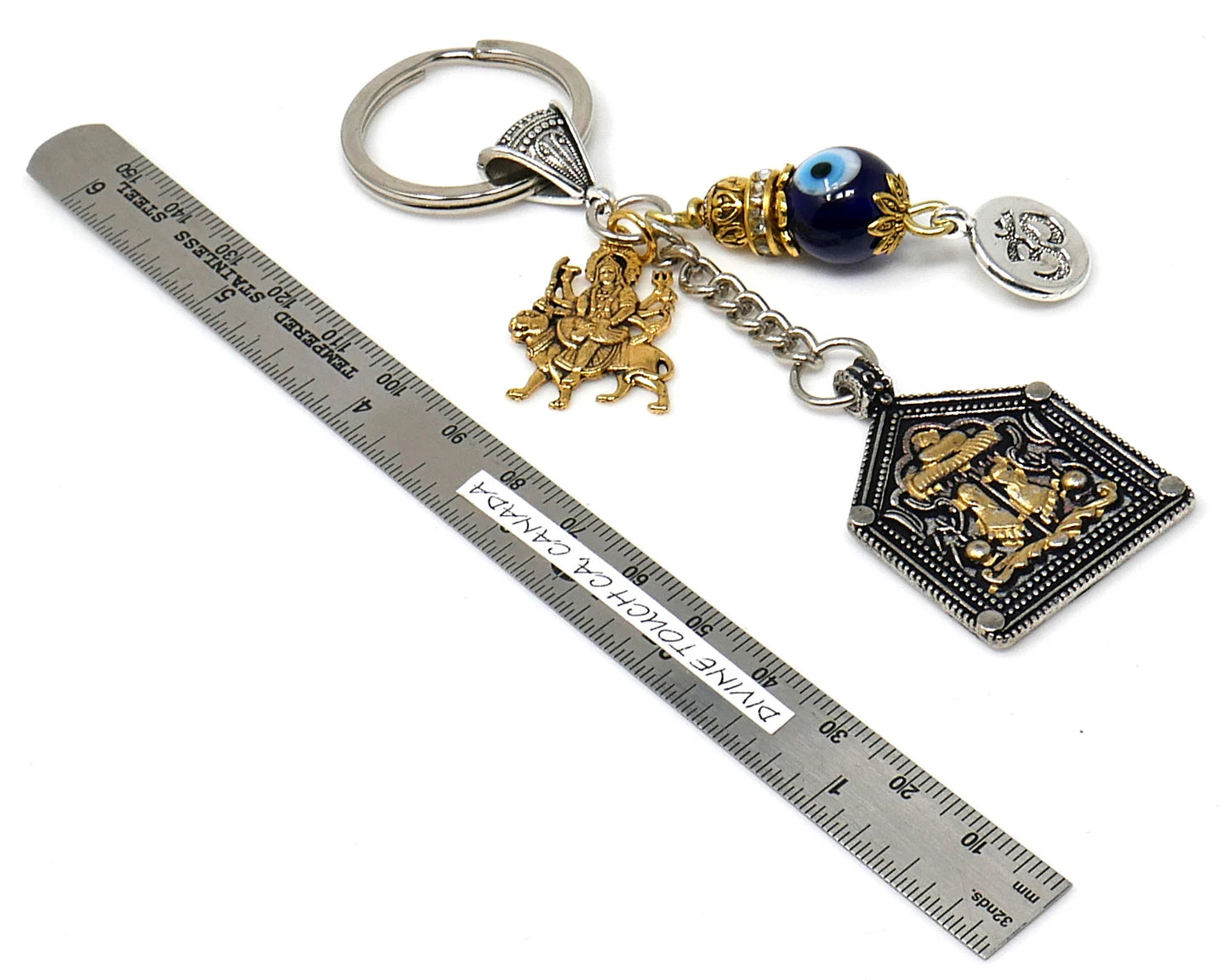 Durga,Hindu Goddess Durga Evil Eye Protection Car Rear View Mirror Hanging,Goddess Durga Holy Feet Key Ring for Home Office Car,Namaste Gift