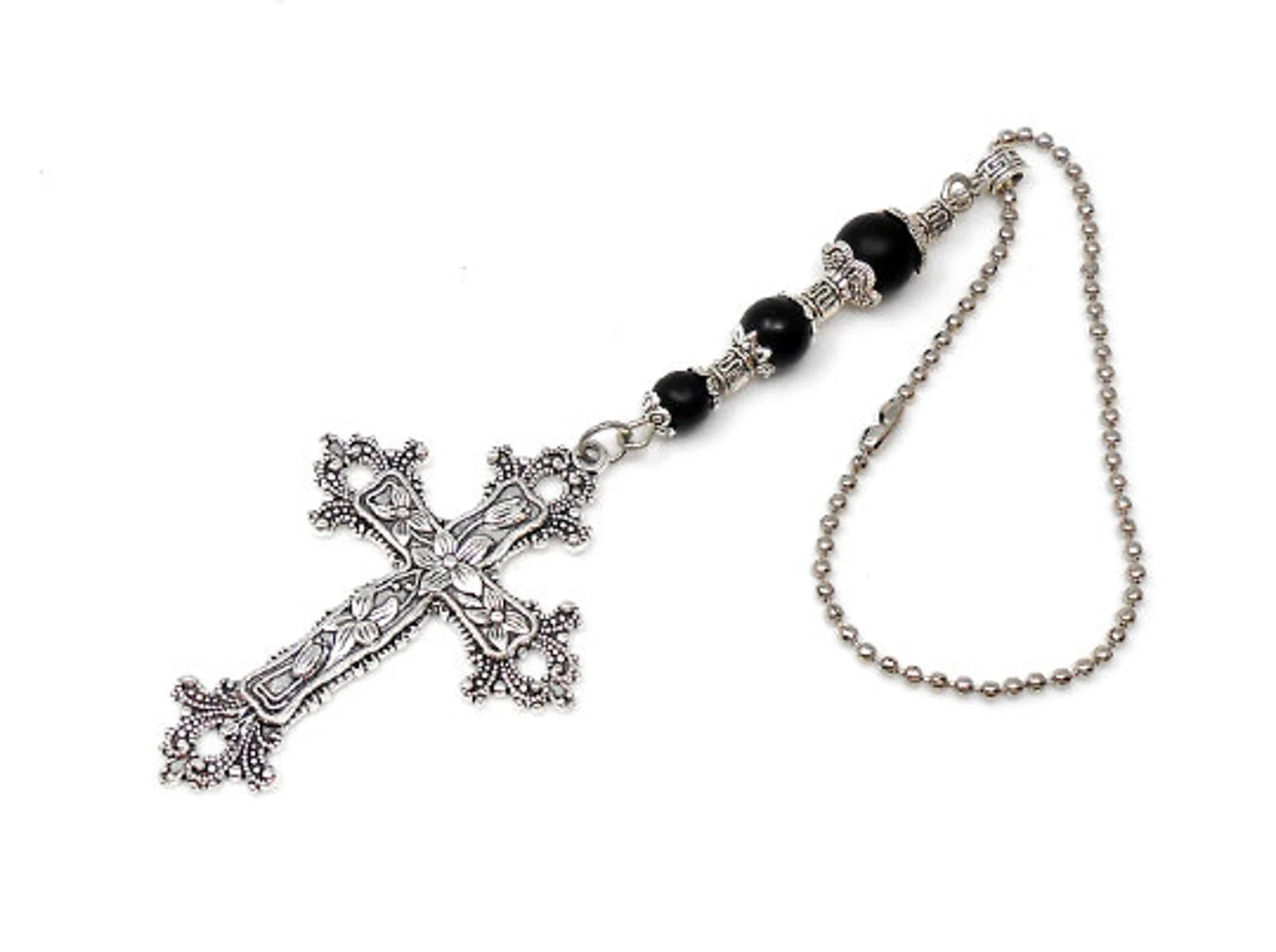 Holy Cross Car Charms Rear View Mirror | Natural Stone Beads | Cross Car Rearview Mirror Ornament | Car Hanger| Blessings | Faith | Hope