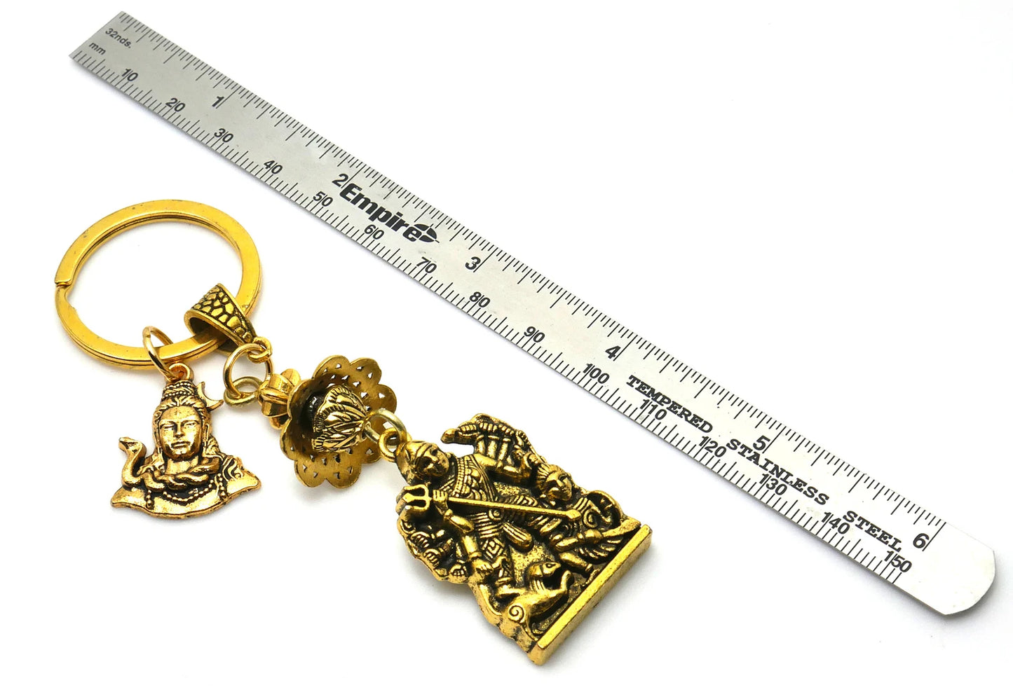Shiv Shakti Key Ring for Pocket & Wallet , Hindu Goddess maa Durga and Shiva Key Ring for divine blessing/Protection/Shieling, Namaste Gift