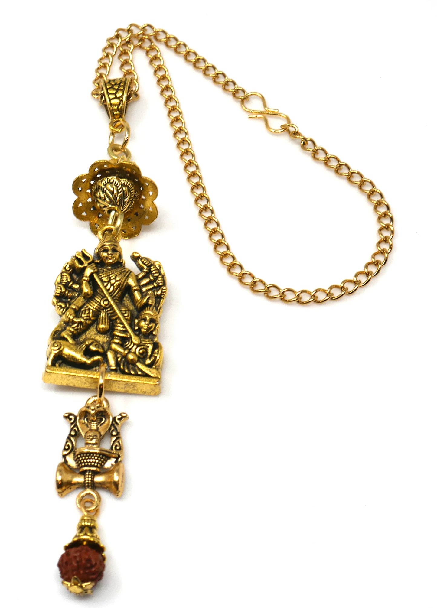 Shiv Shakti, Hindu Goddess Durga & Shiva Protection Car Rear View Mirror Hanging-India Goddess Durga and Shiva Key Ring and Home Office